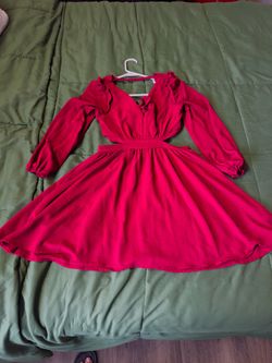 Red Long Sleeve Mini Dress with Cutout