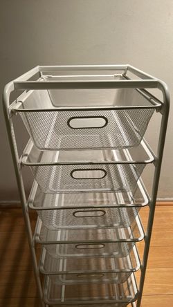 Large 6 Drawer White Metal Mesh Drawers