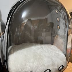 Back Expandable Clear Cat Backpack Carrier, Fit up to 12 lbs fluffy cushion cozy foru winter