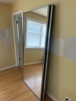 3 Mirrored doors for closet heavy duty silver metal frame with top and bottom rails