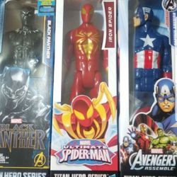 3 Kid's Toy's Marvel Spiderman Captain America Black Panther