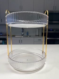 Acrylic Vanity Organizer Stand w/ Gold Handles