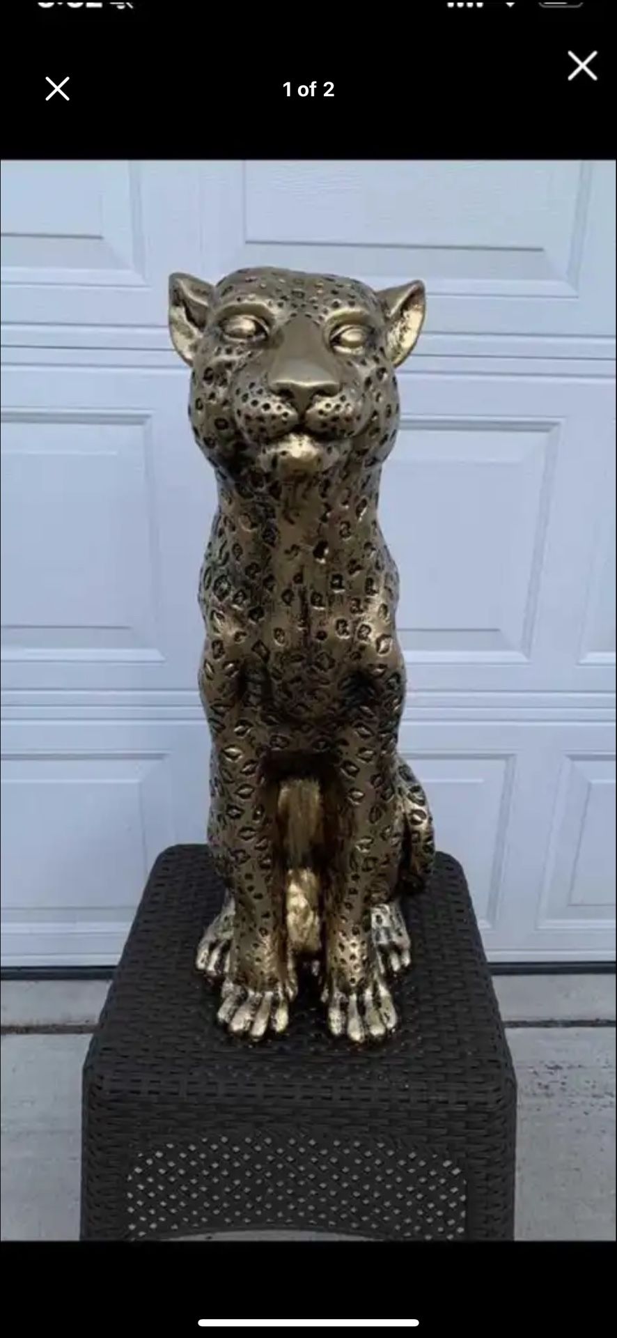 3 Foot Tall, Golden Leopard Statue