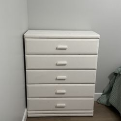 White Five Drawer Dresser