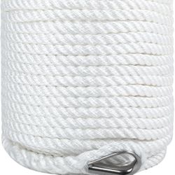 Boat Anchor Rope 1/2 Inch x 200 Feet 3 Strand Twisted Anchor Line Premium Braided 