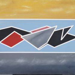 Large Geometric Abstract Modernist Oil Painting on Canvas