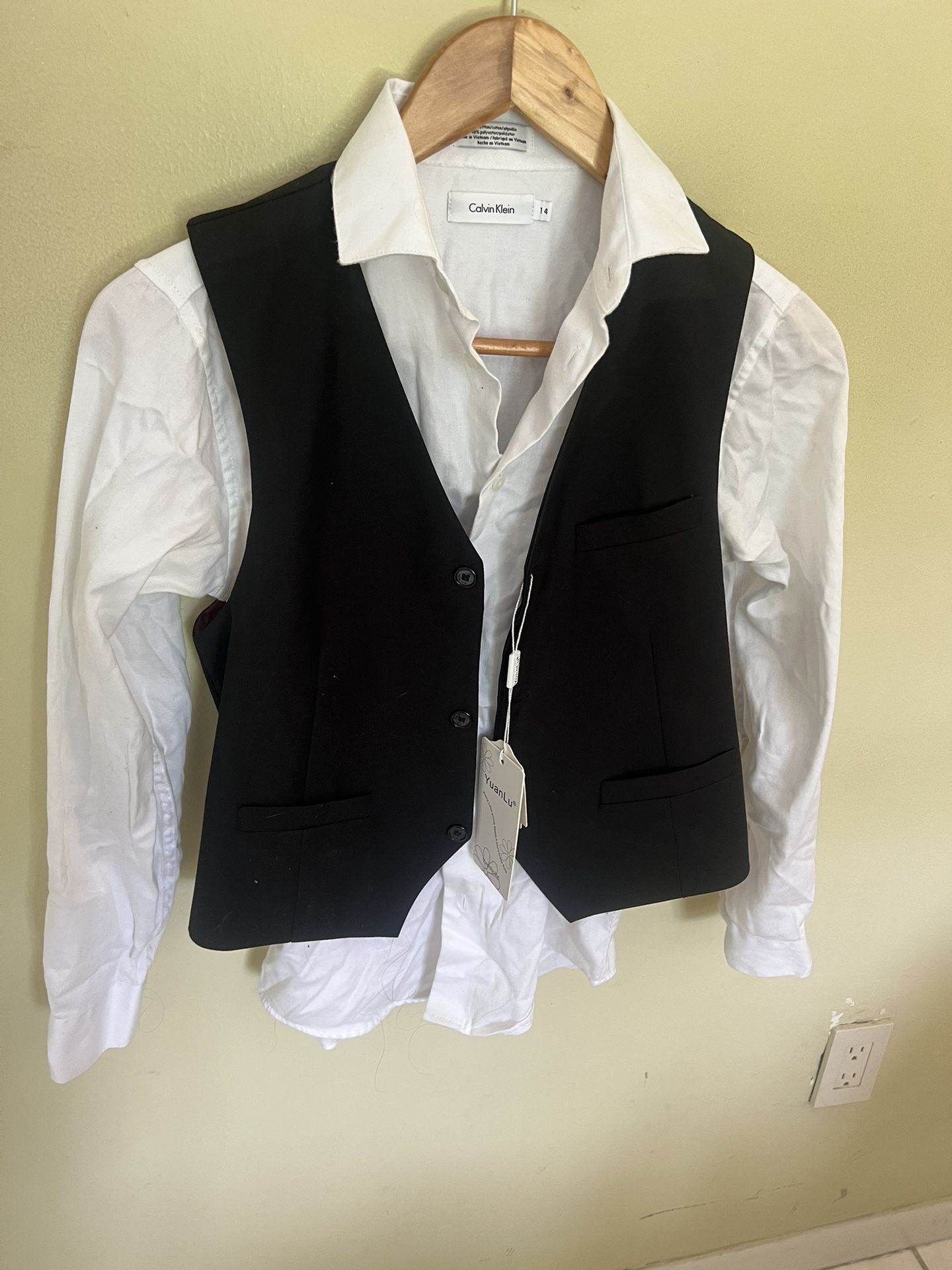 Suit Set Boy Vest pant Yuan Lu  & Calvin Klein Shirt size 14