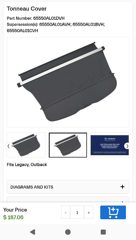 Cargo Cover For Subaru Outback Or Legacy