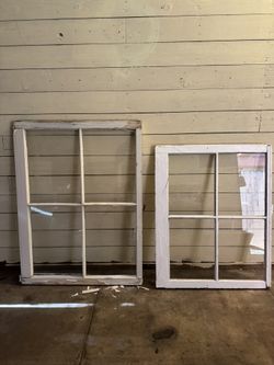 Vintage Wood Window Frames – Farmhouse / Salvage Decor (Pair)