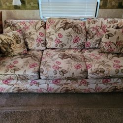Floral Print Pull Out Queen Sofa