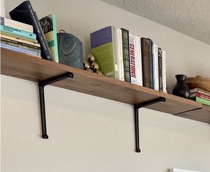 Rejuvenation Solid Walnut Shelves With Iron Hardware 10” X 48” X 1”
