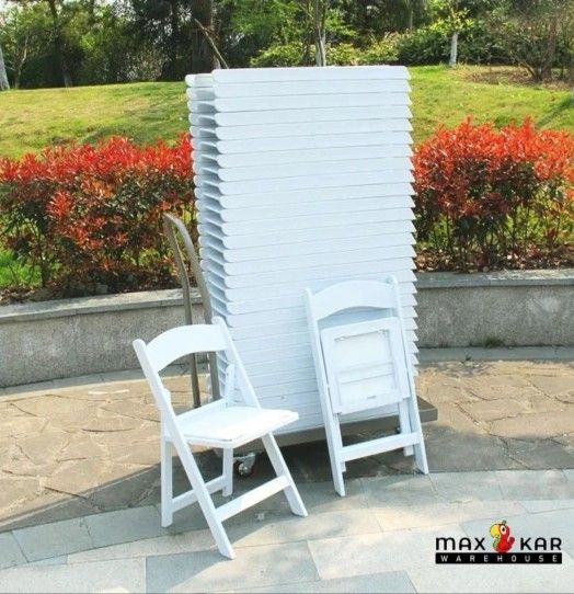 NEW! ONLY SALE! FINANCING AVAILABLE CREDIT CARD OK! Elegant White Resin Folding Chairs