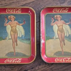 Two Original 1937 Coca-Cola Trays