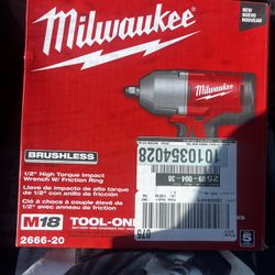 Milwaukee brushless 1/2” high torque impact w/friction ring