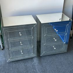 Set Of 2 Mirror Night Stand Tables  
