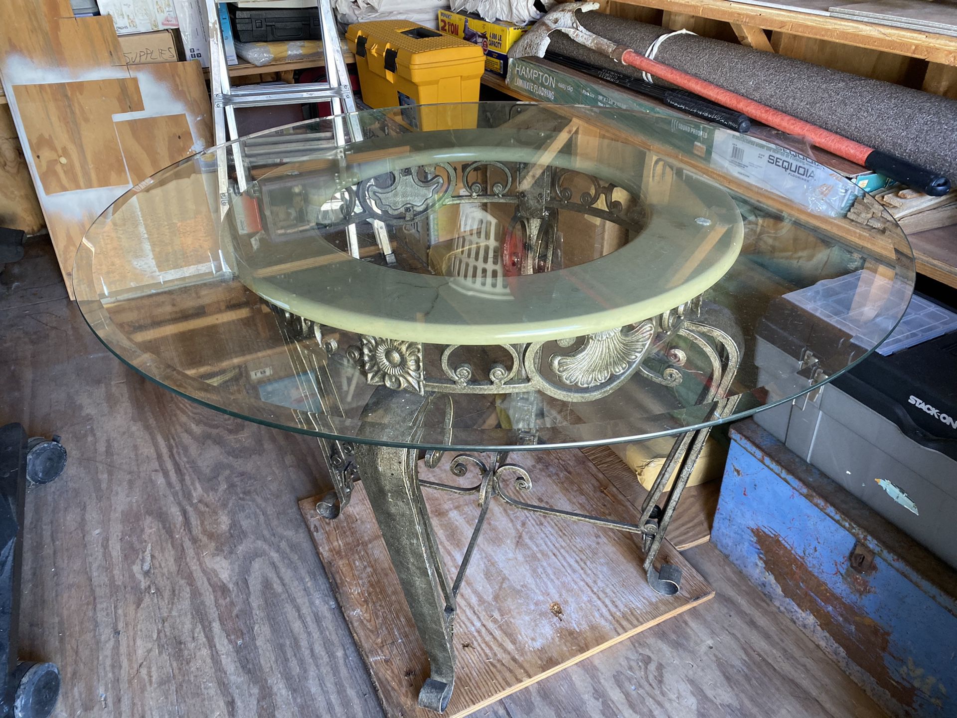 Metal glass table