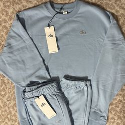 Alo Sky Blue Crewneck Sweater and Sweatpants Set $150 **READ DESCRIPTION**
