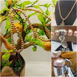 18k Gold Plated Rare vintage Pearl necklace, GORGEOUS AND UNIQUE PENDANT MARKED 18K GP, #860
