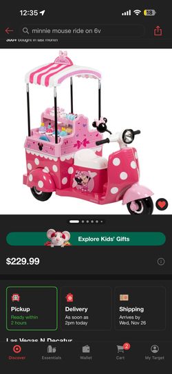 Minnie Mouse Battery Ride on Bakery Cart 6V