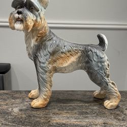 Large Ceramic Schnauzer Dog Statue – Vintage Style
