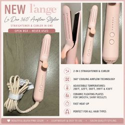 NEW L’ange Le Duo 360° Airflow Styler Hair Straightener & Curler – Blush Pink
