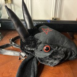 KREEPSVILLE 666 Baphomet Goat Head Plush Backpack Purse Shoulder Bag