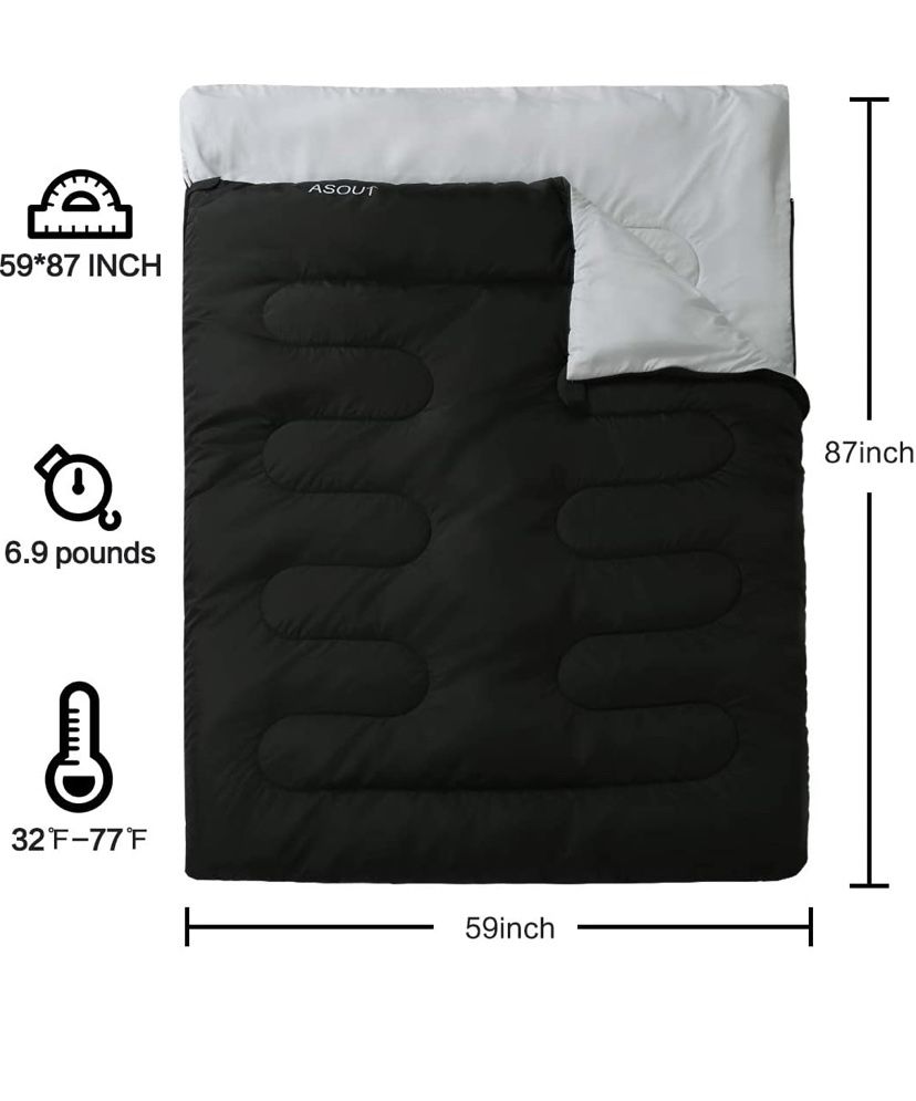 Sleeping Bag for Adults and Kids - Portable, Comfort, Extra-Wide Car Camping, Hiking, Backpacking, Great for 4 Season Warm & Cold Weather DARK GREY/