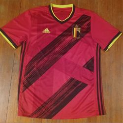 Men's Size Large Jersey Adidas Soccer Royal Belgian Home Leon 9