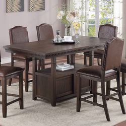 Dinning Height Table With 6 Chairs 
