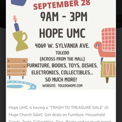 Rummage Sale Hope United Methodist Church, Sylvania Oh