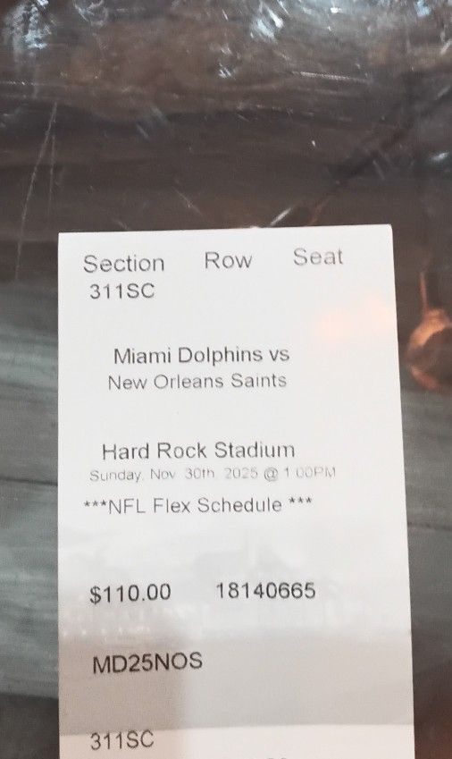 Miami Dolphins Ticket 11-30