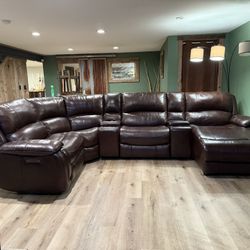 Couch- Sectional Brown Faux Leather 