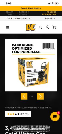 BE Power Equipment 3400 PSI Gas Pressure Washer