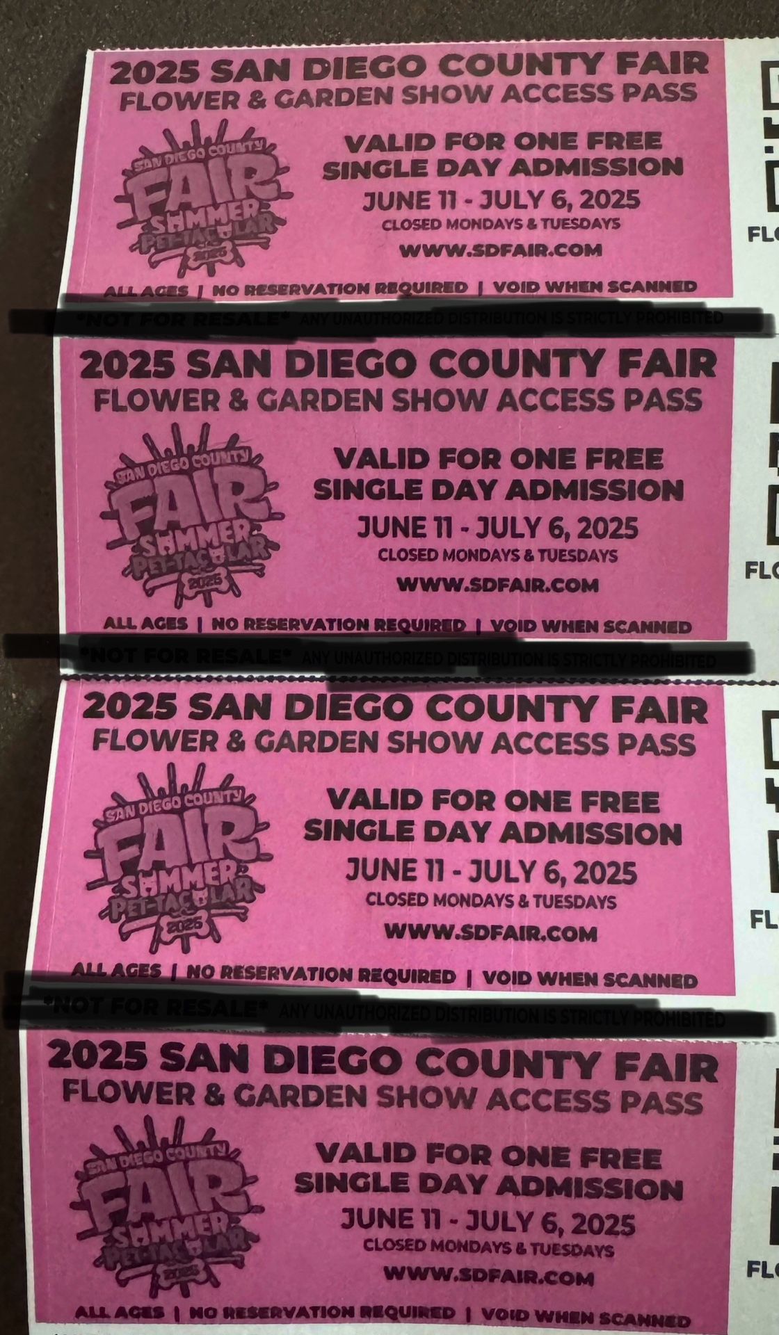 San Diego County Fair Tickets 2025 (4 Pk)