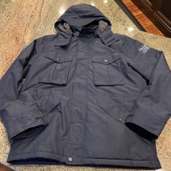 Abercrombie & Fitch Men’s Winter Hooded Parka Jacket, Navy, Men’s L Ski Snow