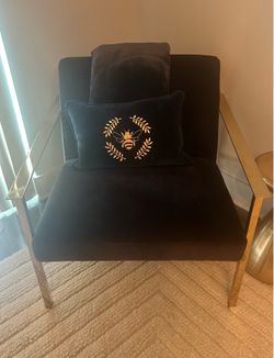 CB2 Black Velvet Accent Chair