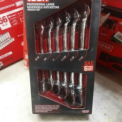 Icon Professional Large Reversible Ratcheting Wrench Set SAE 6 Piece Set 