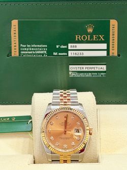 2010 Rolex Preowned 36mm DateJust Champagne Diamond Dial-W/Card