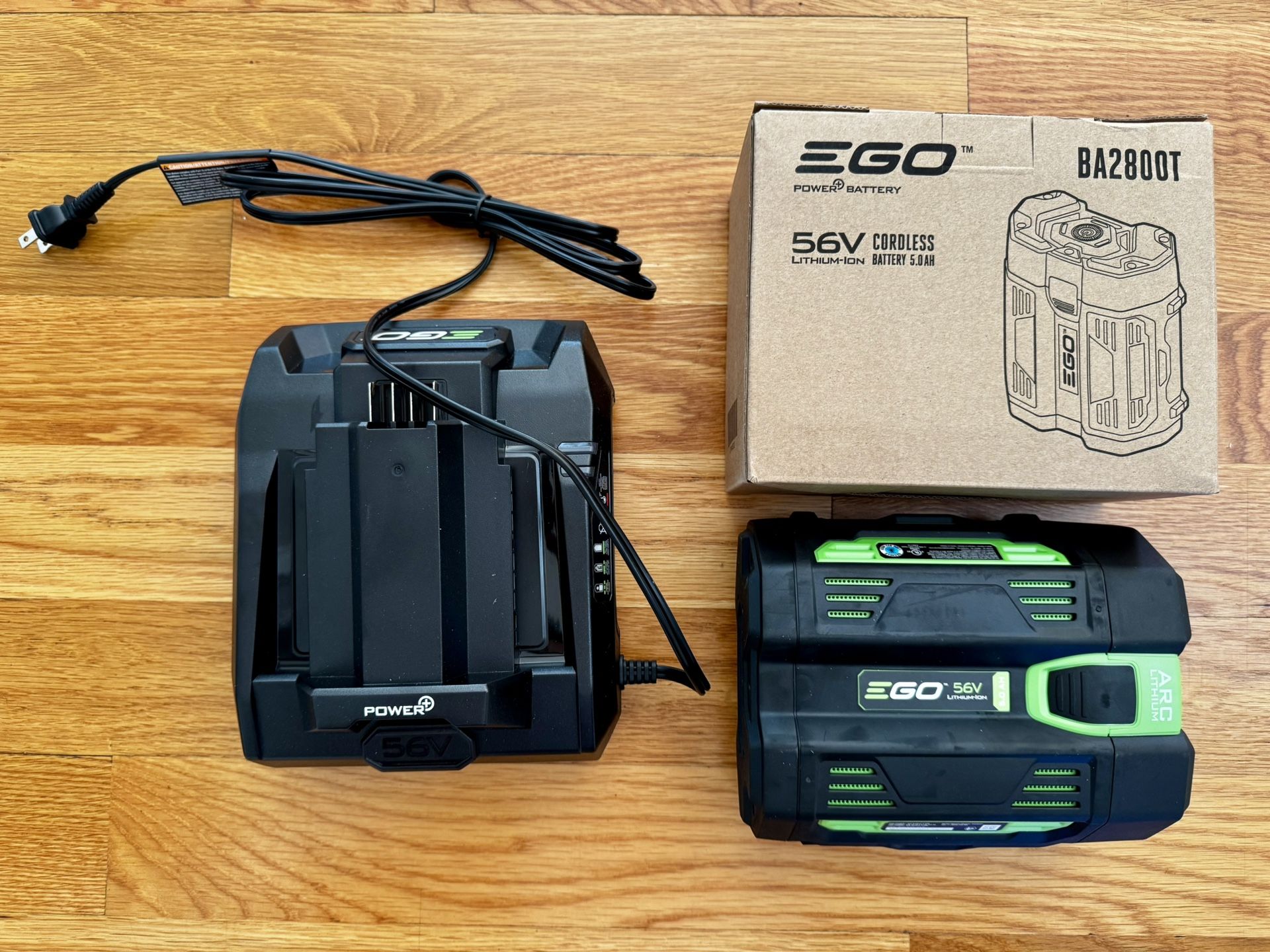 EGO POWER+ 5.0 AH 56V BATTERY WITH CHARGER - BA2800T. BRAND NEW