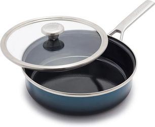 New In Box Merten & Storck European Crafted Steel Core Enameled Cookware, 3QT Saute Pan Jumbo Cooker with Lid, Induction, PFAS & PTFE Free, Dishwasher