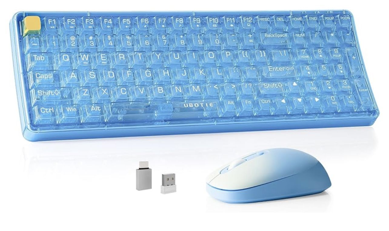 Wireless Transparent Keyboard And Mouse Combo New