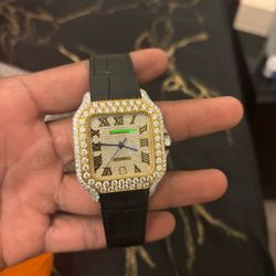 Movimiento Automático Vidrio Zafiro Diamantes Moizanaite 