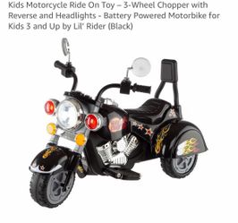 Kids Motorcycle Ride On Toy – 3-Wheel Chopper with Reverse and Headlights - Battery Powered Motorbike for Kids 3 and Up by Lil’ Rider (Black)