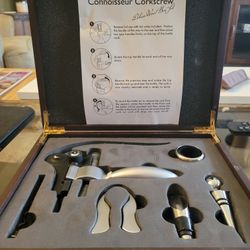 Connoisseur Corkscrew Deluxe Wood Box Set 6 Pieces 