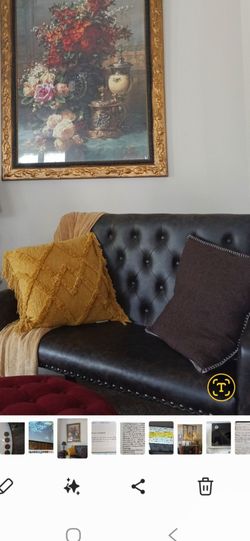 Beautiful leather nail studded Loveseat