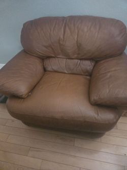 Real brown leather chair oversized
