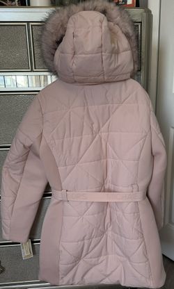 Michael Kors Women's Belted Faux-Fur-Trim Hooded Puffer Coat