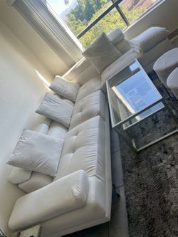 Furniture Set/ Sectional Sofa, 2 Ottoman Chairs, Coffee Table