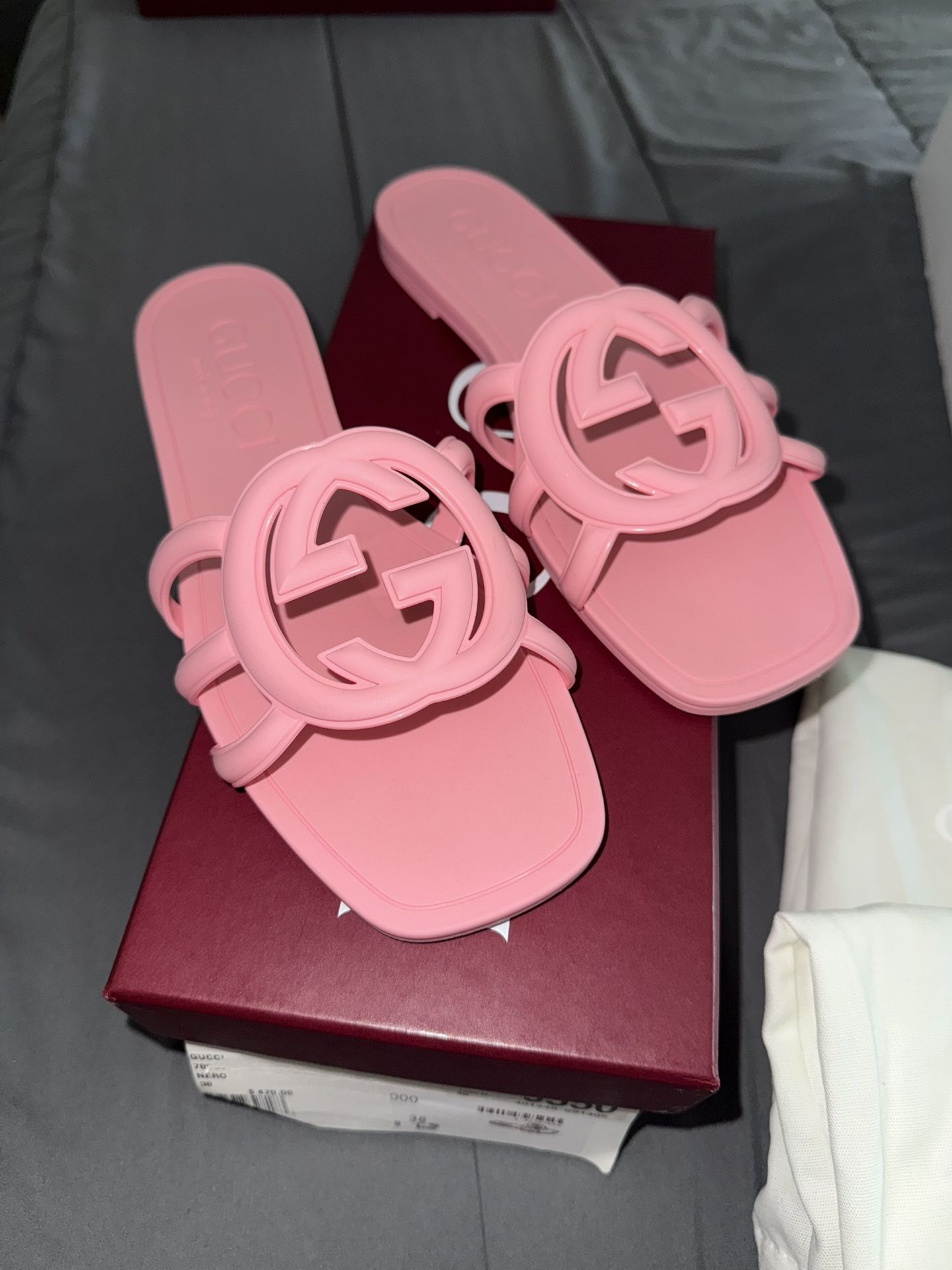 pink gucci pool slides