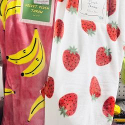 Banana, Strawberry Blankets Set